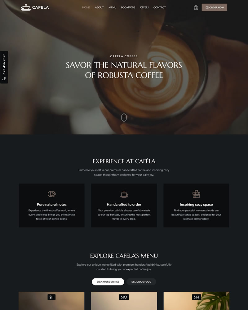 Wix Studio template for Coffee, Drink, Beverage Shops